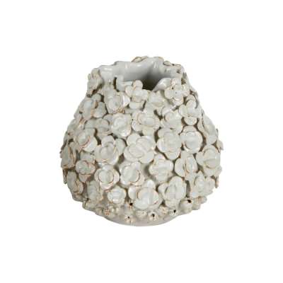 Amele Plum Bossom Ceramic Vase, White