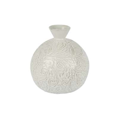 Meander Ceramic Vase, White