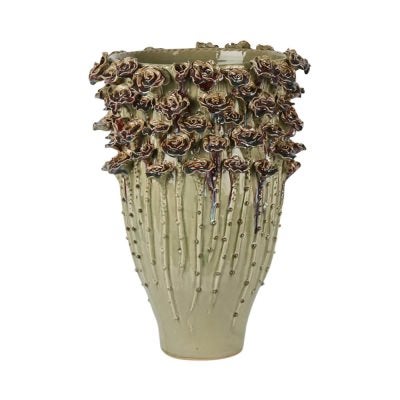 Jardin Rose Ceramic Vase, Large, Sage