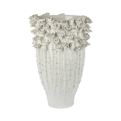 Jardin Rose Ceramic Vase, Large, White