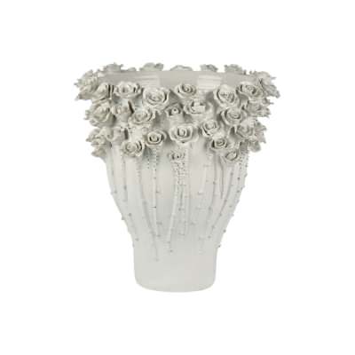 Jardin Rose Ceramic Vase, Medium, White