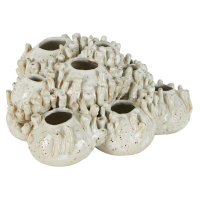 Tobago Ceramic Coral Cluster Sculpture, Off White