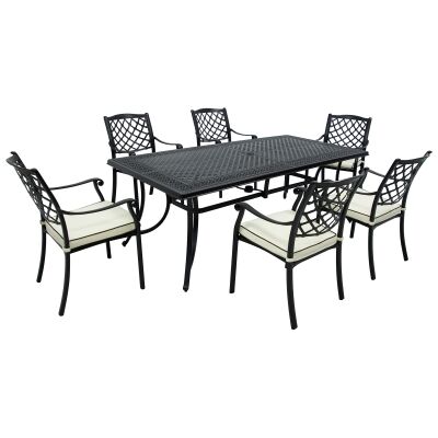 Positano Cast Aluminium 7 Piece Outdoor Dining Table Set, 213cm