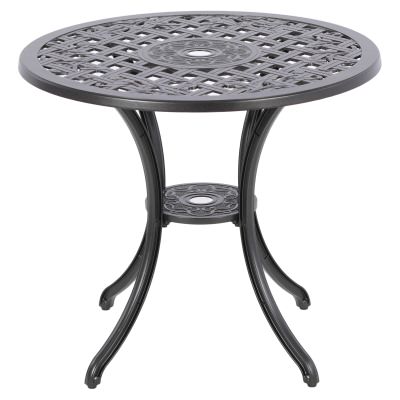 Remy Cast Aluminium Outdoor Round Dining Table, 80cm, Black