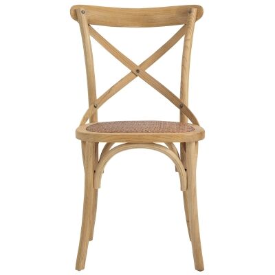Cottrell Commercial Grade Wooden Cross Back Dining Chair, Set of 2, Oak