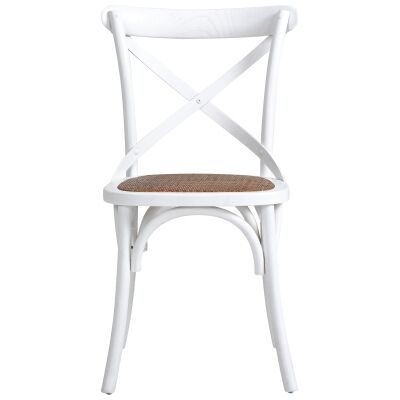 Cottrell Commercial Grade Wooden Cross Back Dining Chair, Set of 2, White