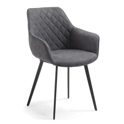 Arden PU Leather Dining Armchair, Graphite