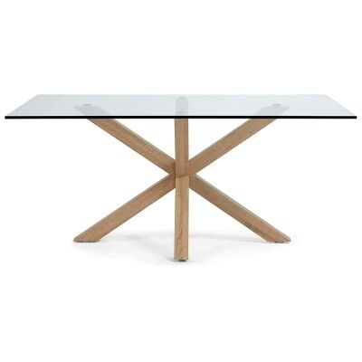Bromley Tempered Glass & Steel Dining Table, 150cm, Clear / Natural
