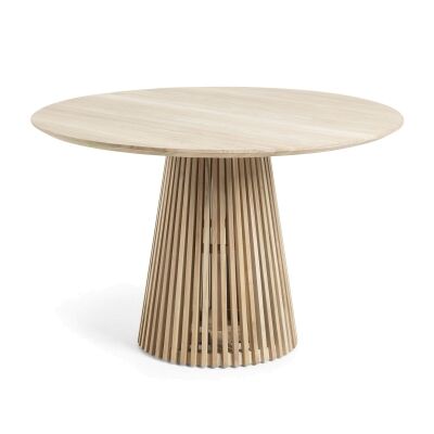 Amrit Teak Timber Round Dining Table, 120cm, Natural