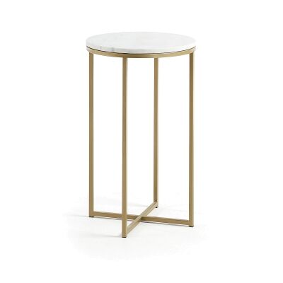Mckee Marble Topped Steel Round Side Table