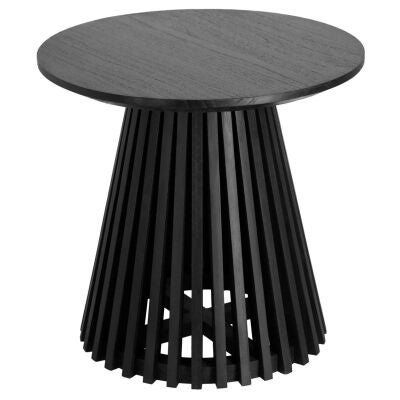 Amrit Mindi Wood Round Side Table, Black