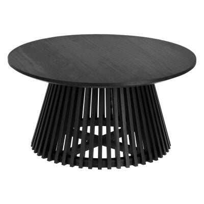 Amrit Mindi Wood Round Coffee Table, 80cm, Black