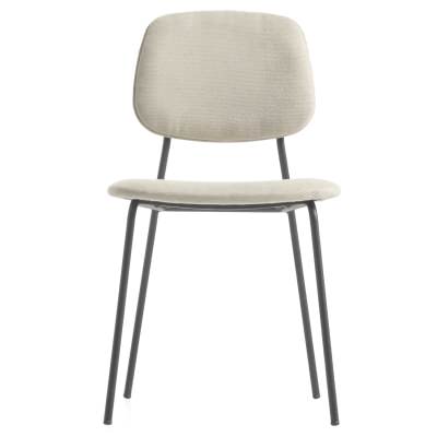 Melique Fabric & Steel Stackable Dining Chair, Beige