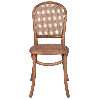 Connel Rattan & Oak Timber Dining Chair, Natural 