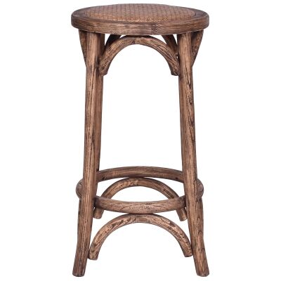 Connel Elm Timber Counter Stool, Rattan Seat, Natural