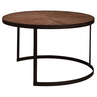 Elford Reclaimed Timber & Iron Round Coffee Table, 80cm