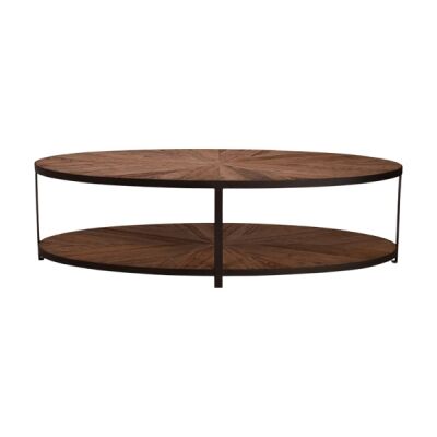 Elford Reclaimed Timber & Iron Oval Coffee Table, 160cm