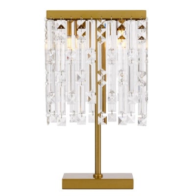Cerone Metal & Crystal Droplet Table Lamp, Antique Gold / Clear