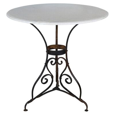 Paris Marble Topped Iron Round Dining Table, 76cm