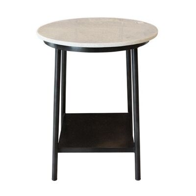 Cecile Marble Topped Iron Round Side Table