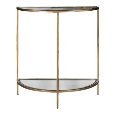 Freddy Iron & Glass Semi Round Console Table, 70cm