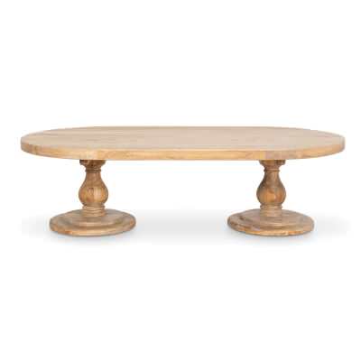 Sarion Elm Timber Oval Pedestal Coffee Table, 130cm