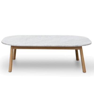 Hasmark Marble Top Oval Coffee Table, 110cm, White / Natural