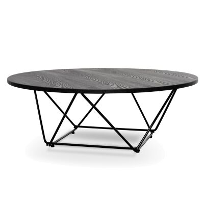 Owen Ashwood & Metal Round Coffee Table, 100cm, Black