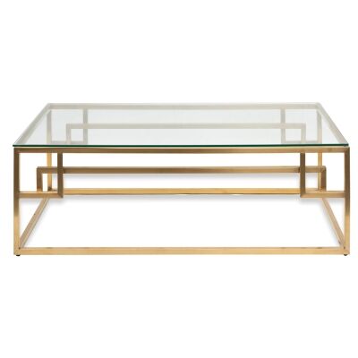 Mackerel Glass & Stainless Steel Coffee Table, 120cm, Gold