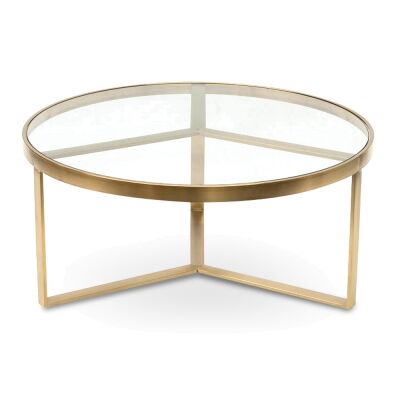 Madeline Glass & Stainless Steel Round Coffee Table, 90cm