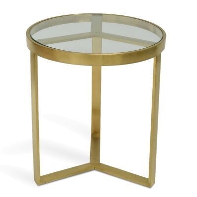Madeline Glass & Stainless Steel Round Side Table