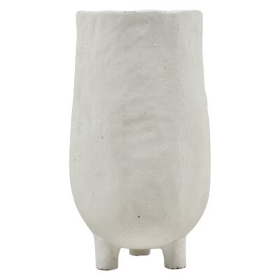 Frankie Ceramic Footed Decor Vase, Medium, White