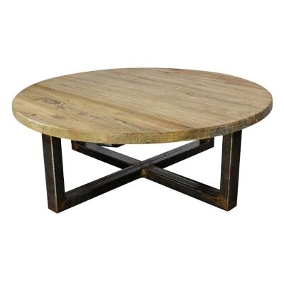 Aramis Reclaimed Elm Timber Round Coffee Table, 100cm