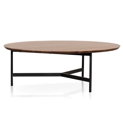 Damaso Wood 7 Metal Round Coffee Table, 110cm, Walnut