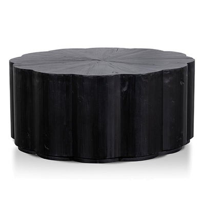 Amaroo Reclaimed Fir Timber Round Coffee Table, 100cm, Black