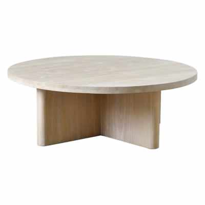 Sollas Travertine Top Round Coffee Table, 100cm