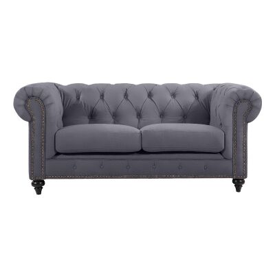Chanster Velvet Fabric Chesterfield Sofa, 2 Seater, Slate
