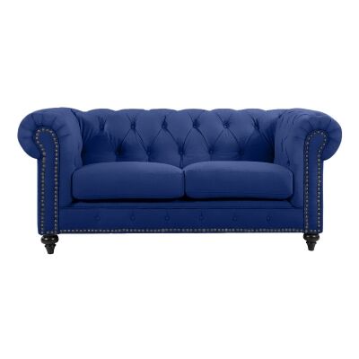 Chanster Velvet Fabric Chesterfield Sofa, 2 Seater, Navy