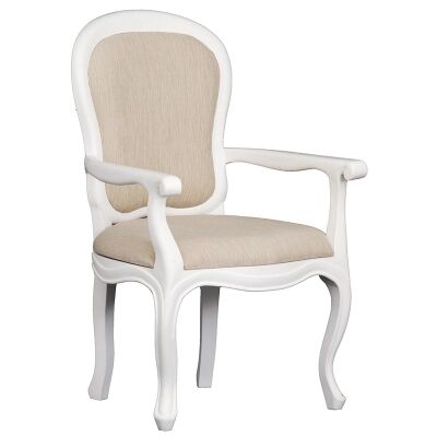 Queen Ann Mahogany Timber Dining Armchair, White