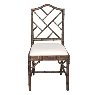 Wichita Mahogany Timber Dining Chair, Dark Oak