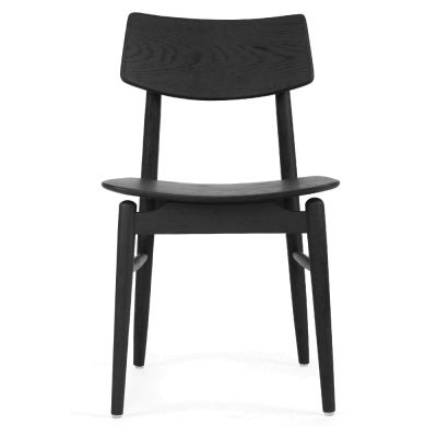 Muse American Oak Timber Dining Chair, Timber Seat, Black