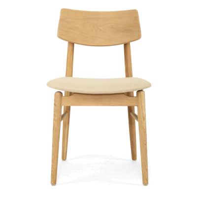 Muse American Oak Timber Dining Chair, Fabric Seat, Natural
