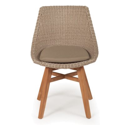 Mogo Resin Wicker & Teak Timber Indoor / Outdoor Dining Chair, Mushroom / Natural