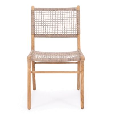 Zac Teak Timber & Woven Cord Indoor / Outdoor Dining Chair, Washed Grey / Natural