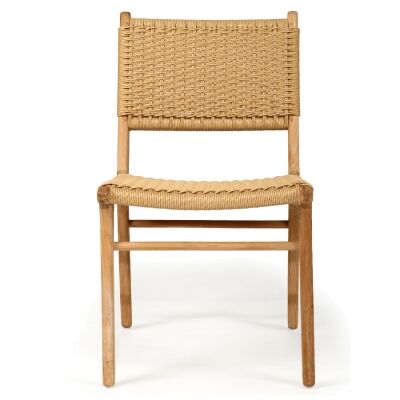 Zac Teak Timber & Close Woven Cord Indoor / Outdoor Dining Chair, Sand / Natural