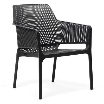 Net Italian Made Commercial Grade Stackable Indoor / Outdoor Lounge Armchair, Anthracite