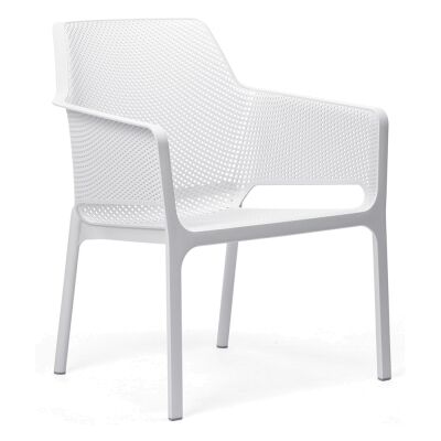 Net Italian Made Commercial Grade Stackable Indoor / Outdoor Lounge Armchair, White
