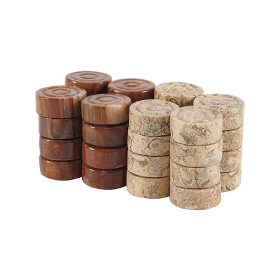 Archaia Marble Checkers Piece Set, Red / Coral