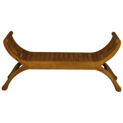 Quon Liam Mahogany Timber Curved Bench, 130cm, Light Pecan