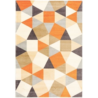City Geometry Modern Rug, 220x150cm, Tan / Rust